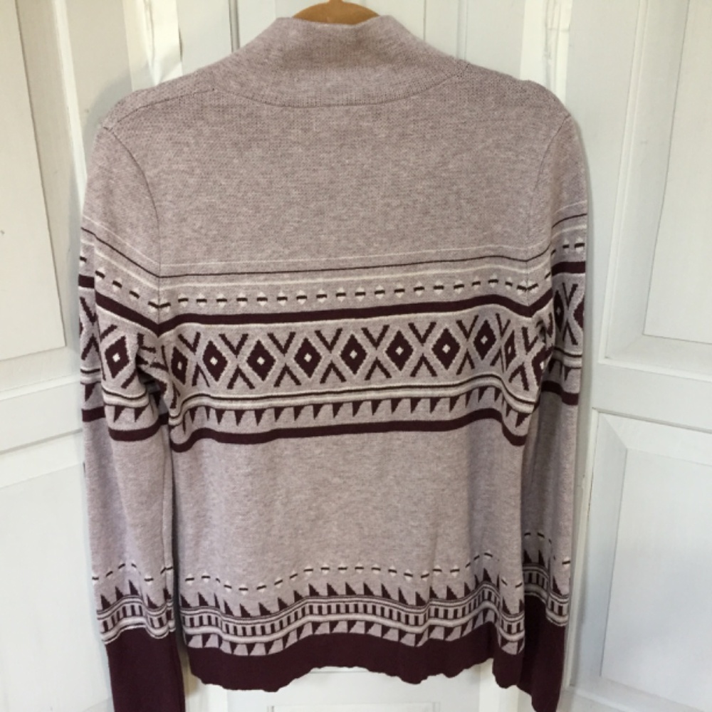 Cynthia Rowley Burgundy Geometric Patterned Full Zip Sweater - Picture 13 of 16
